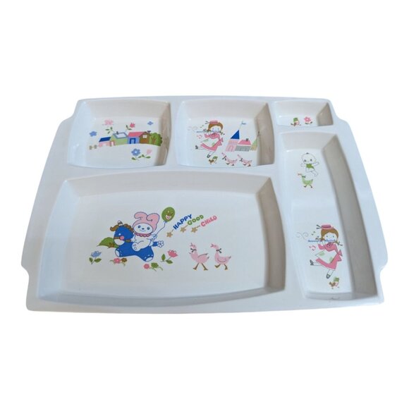 Peco Melamine Childs Sectioned Meal Tray 12x9 inch Shin-San 1983 geese fairy - Picture 1 of 12